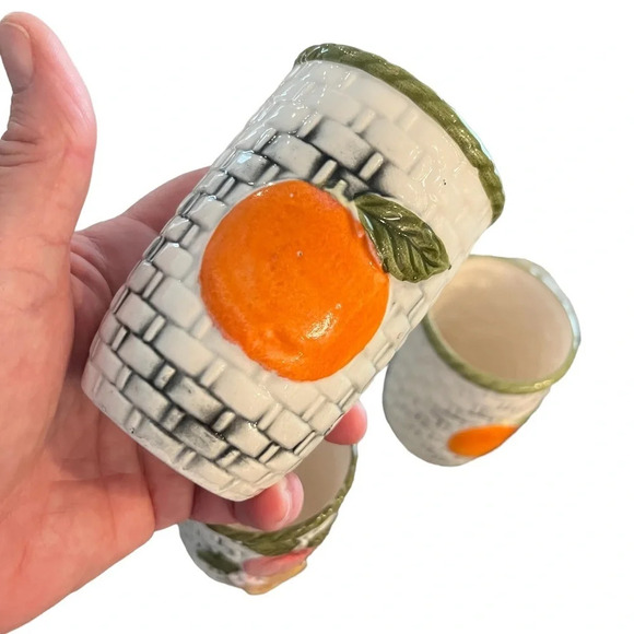 Vintage 1960s Chadwick Japan Basketweave Ceramic Fruit Juice Cups FOUR - Picture 8 of 9